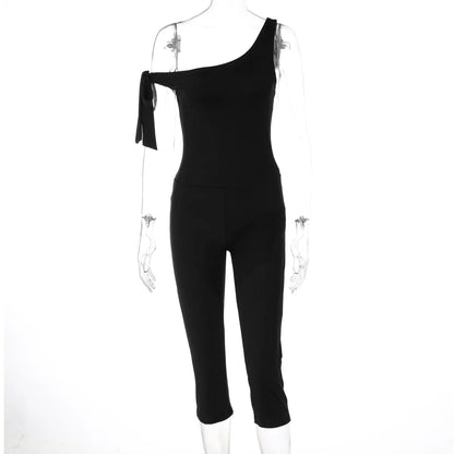 Women's Sleeveless One Shoulder Bodycon Romper - Additional View 10