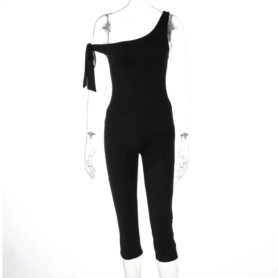 Women's Sleeveless One Shoulder Bodycon Romper - Additional View 10