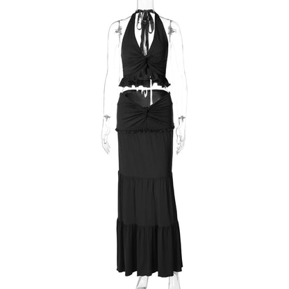 Joskaa Halter Maxi Two Piece Set Sling Neck Ruffle - two piece set image 9
