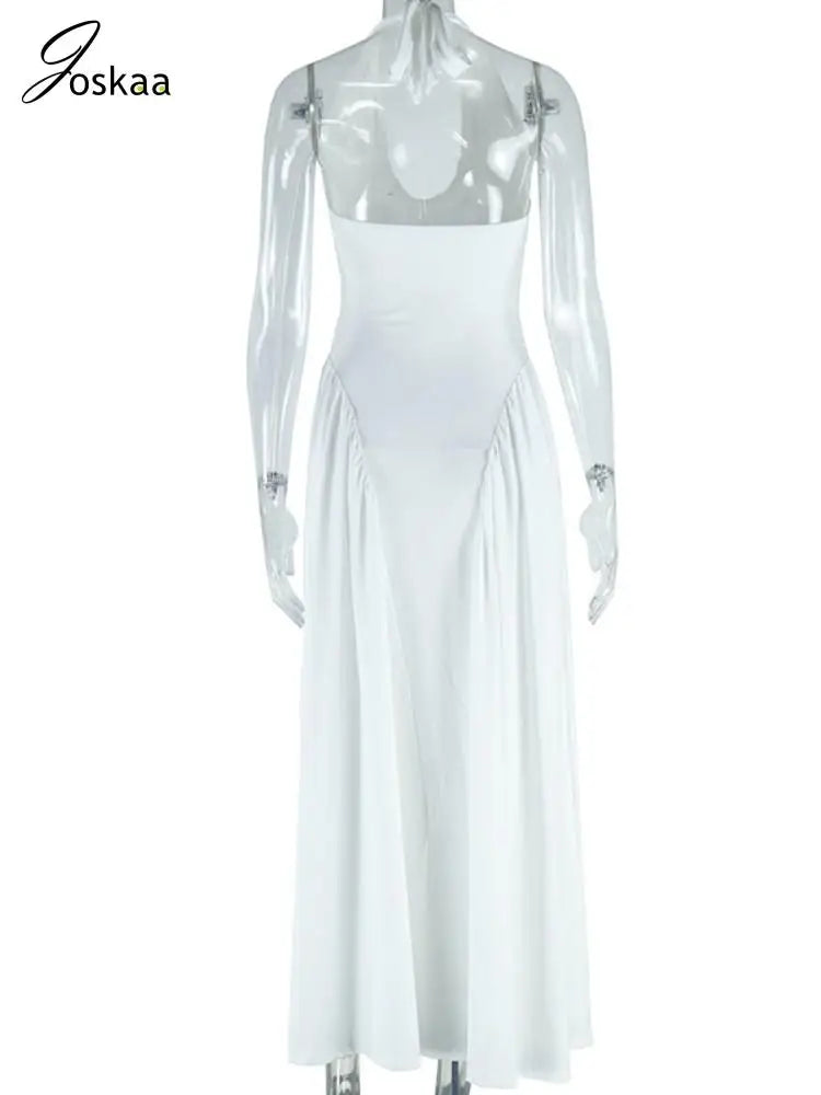 Wholesale Women's Backless Halter Bodycon Dress White – Detail View