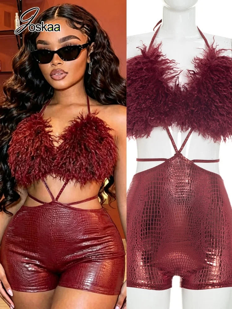 Women's Backless Cutout V-neck Halter Romper 3021 - Women's Fashion Wholesale - Front View