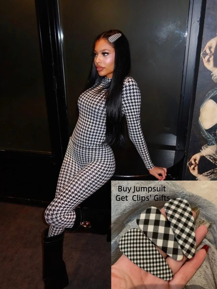 Women's Long Sleeve Bodycon Foot Hipster Printed Romper