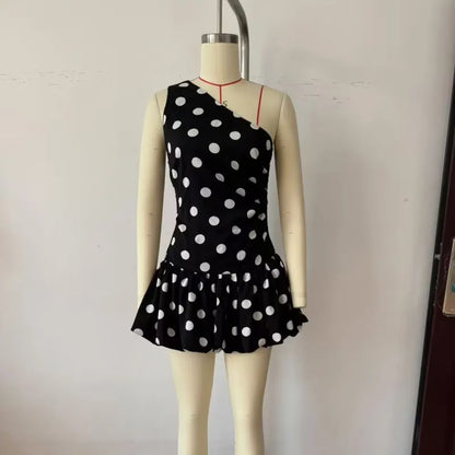 Women's Polka Dot Sleeveless Bodycon Mini Dress