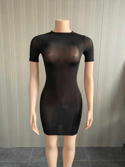 Wholesale Women's Mesh Short Sleeve Bodycon Dress