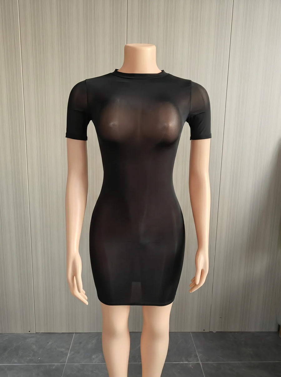 Wholesale Women's Mesh Short Sleeve Bodycon Dress