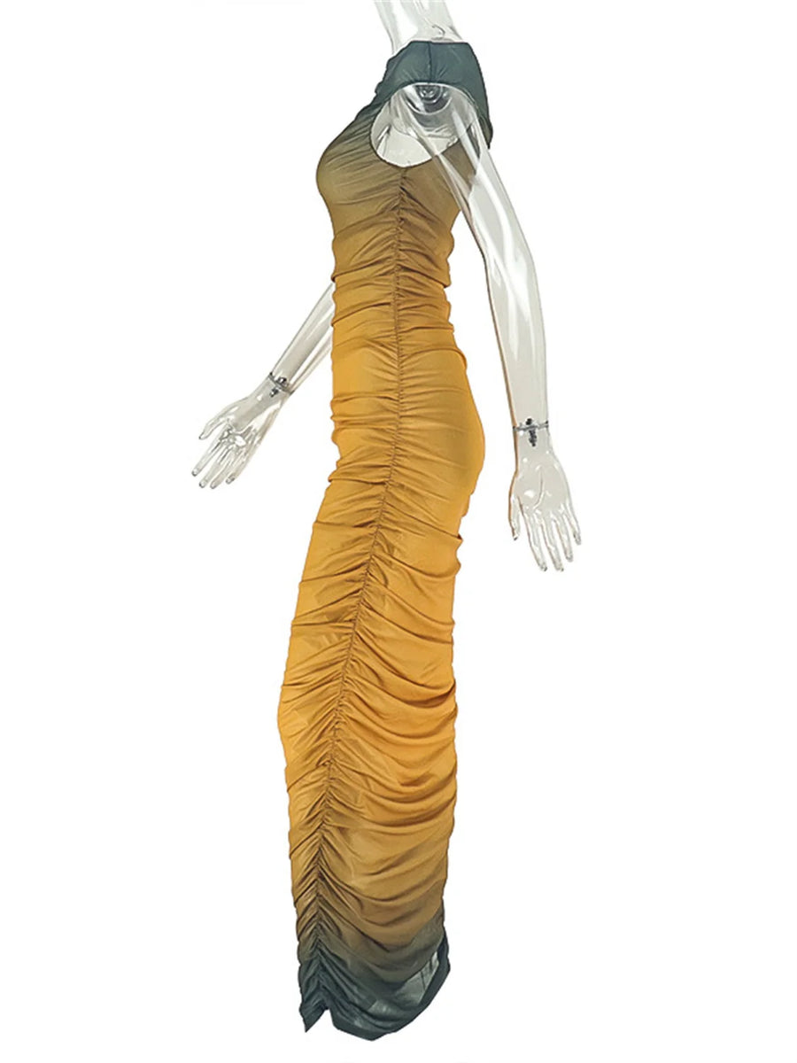 Joskaa Mesh Ruched Bodycon Maxi Dress - maxi dress image 3