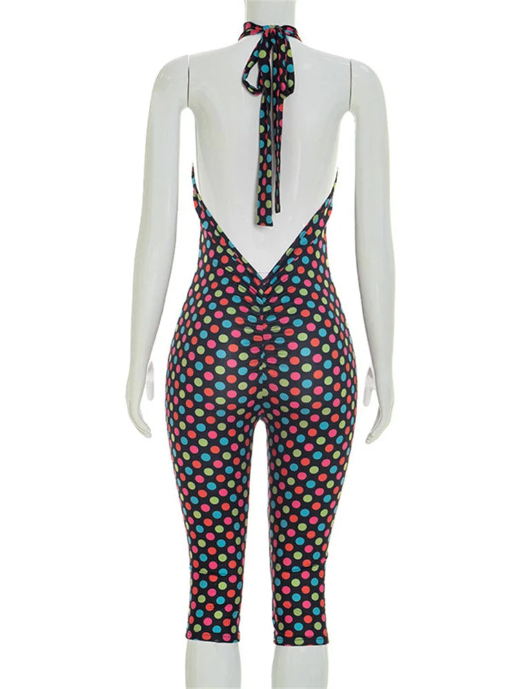 Joskaa Polka Dot Backless Halter Sleeveless Romper - romper image 4