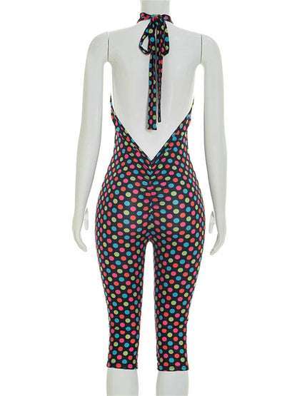Joskaa Polka Dot Backless Halter Sleeveless Romper - romper image 4