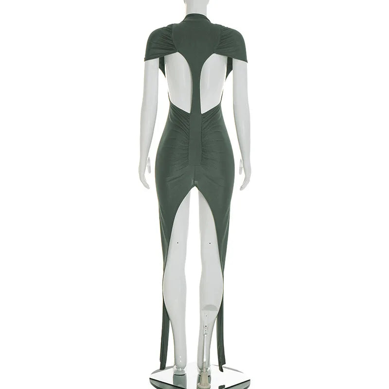 Joskaa Ruched Backless Short Sleeve Bodycon Mini Dress - mini dress image 6