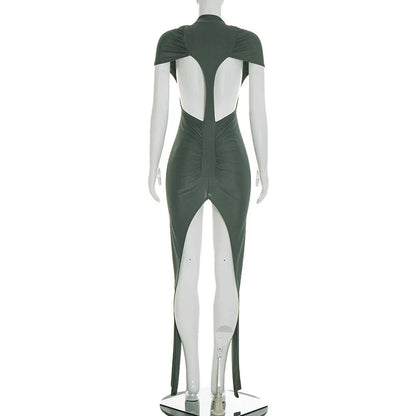 Joskaa Ruched Backless Short Sleeve Bodycon Mini Dress - mini dress image 6