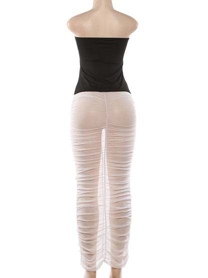 Joskaa Mesh Two Piece Set Beach Smumer Hollow - two piece set image 4