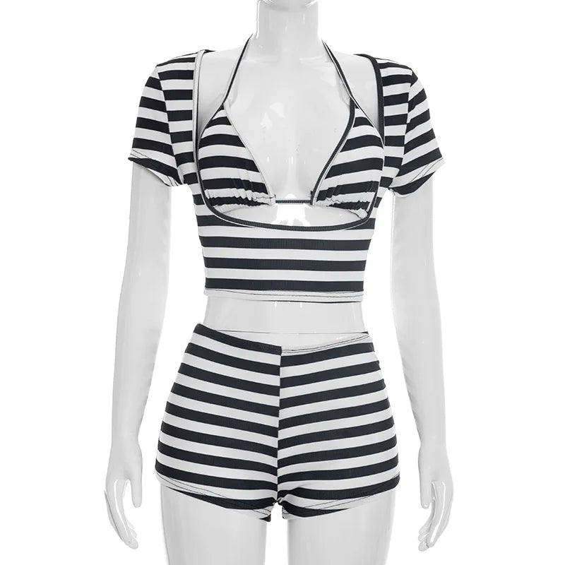 Women's Striped Halter Two Piece Set - Additional View 9
