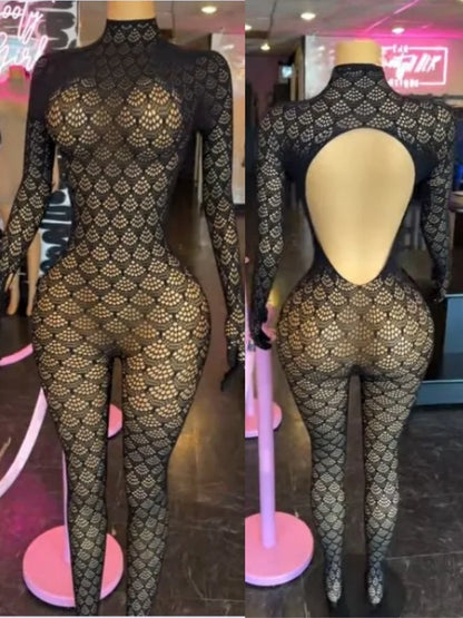Women's Mesh Transparent Body Rompers Romper