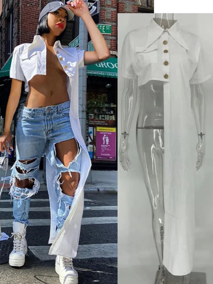 Women's Short Sleeve Shirt Tees White Top – Women's Fashion Wholesale – Front View