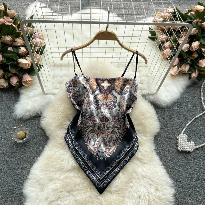 Wholesale Women's Backless Irregular Print Dress