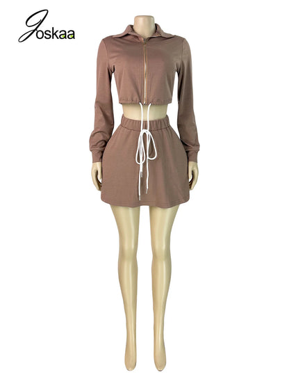 Women's Zip Up Long Sleeve Two Piece Set - Back View