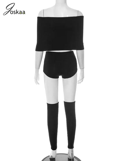 Wholesale Women's Black Wrap Chest Two Piece Set Black – Detail View