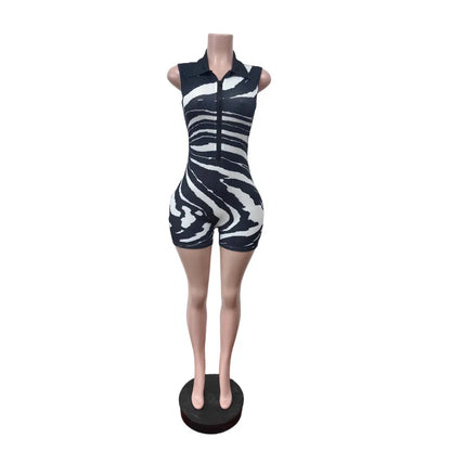 Women's Stripe Sleeveless Bodycon Romper