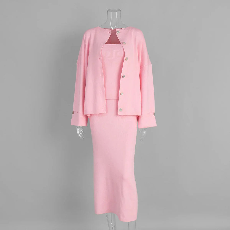 Women's Knit Long Sleeve Maxi Two Piece Set
