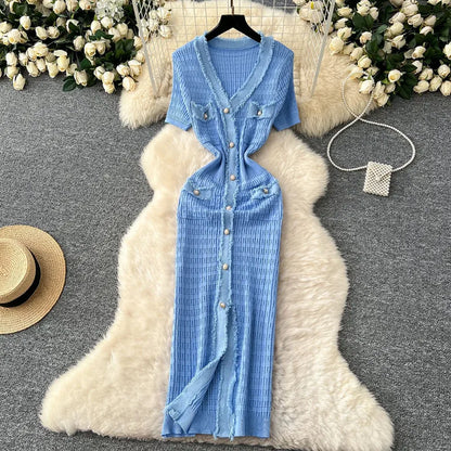 Women's Knit Short Sleeve Ribbed Bodycon Dress