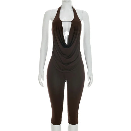 Joskaa Backless Halter Crop Two Piece Set - two piece set image 6