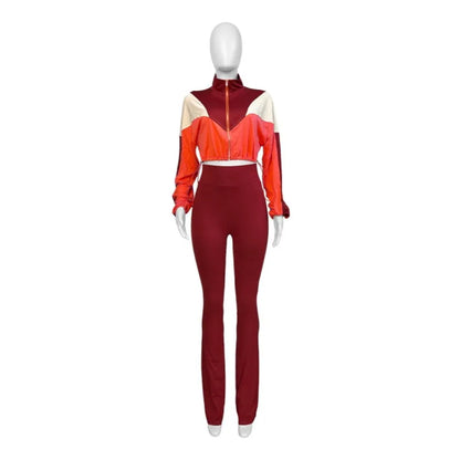 Women's Long Sleeve Crop Flare Two Piece Set