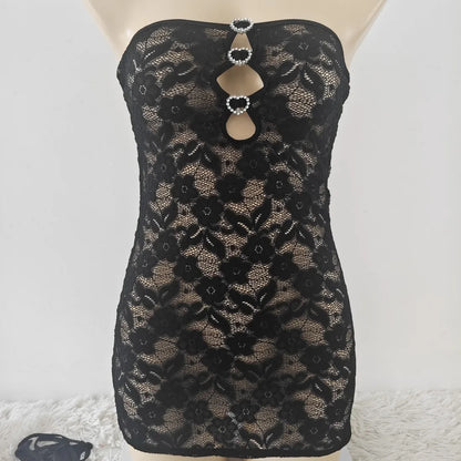Women's Lace Cutout Strapless Two Piece Set