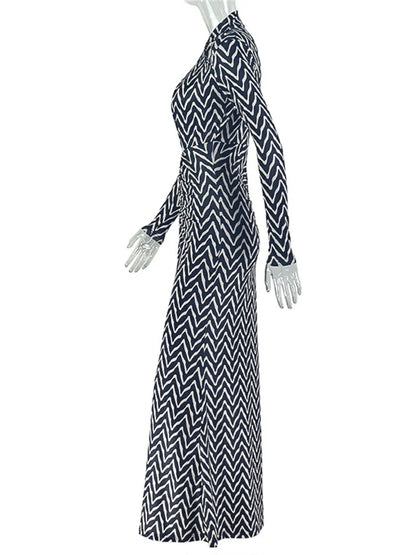 Joskaa Stripe Ruched Long Sleeve Bodycon Maxi Dress - maxi dress image 3