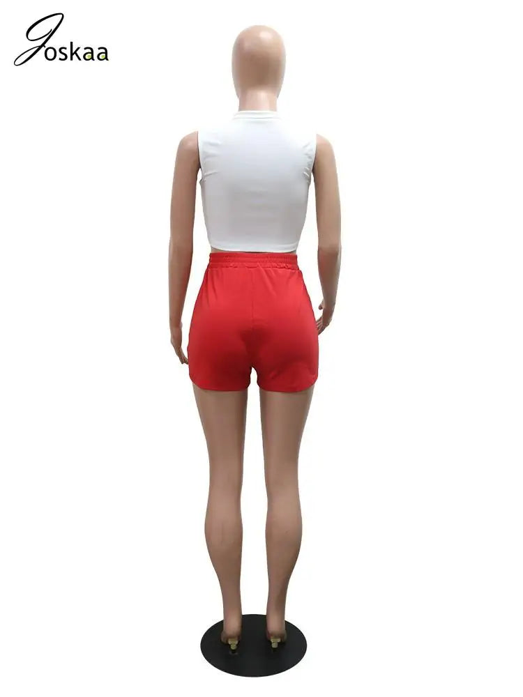 Wholesale Women's Sleeveless Zip Two Piece Set Red – Detail View