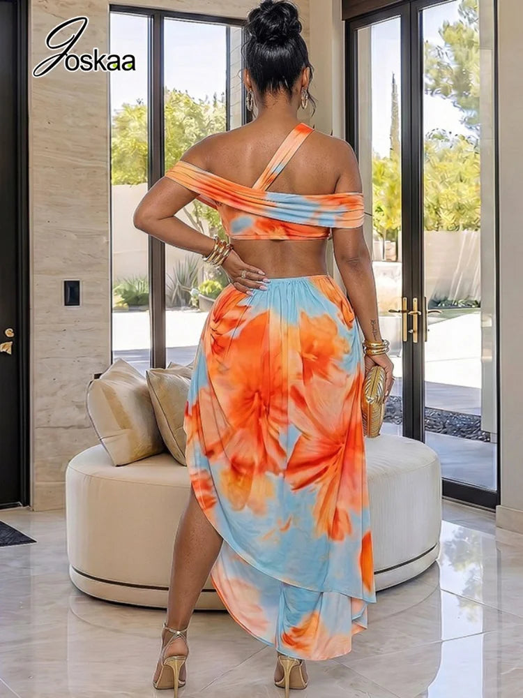 Women's Floral Print Backless Cutout One Shoulder Bodycon Dress - Detail View 2