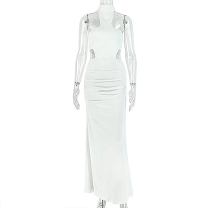 Women's Ruched Backless Cutout Halter Maxi Dress - Additional View 7