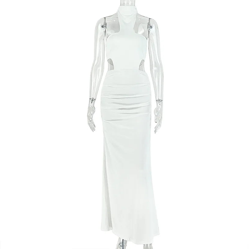 Women's Ruched Backless Cutout Halter Maxi Dress - Additional View 7