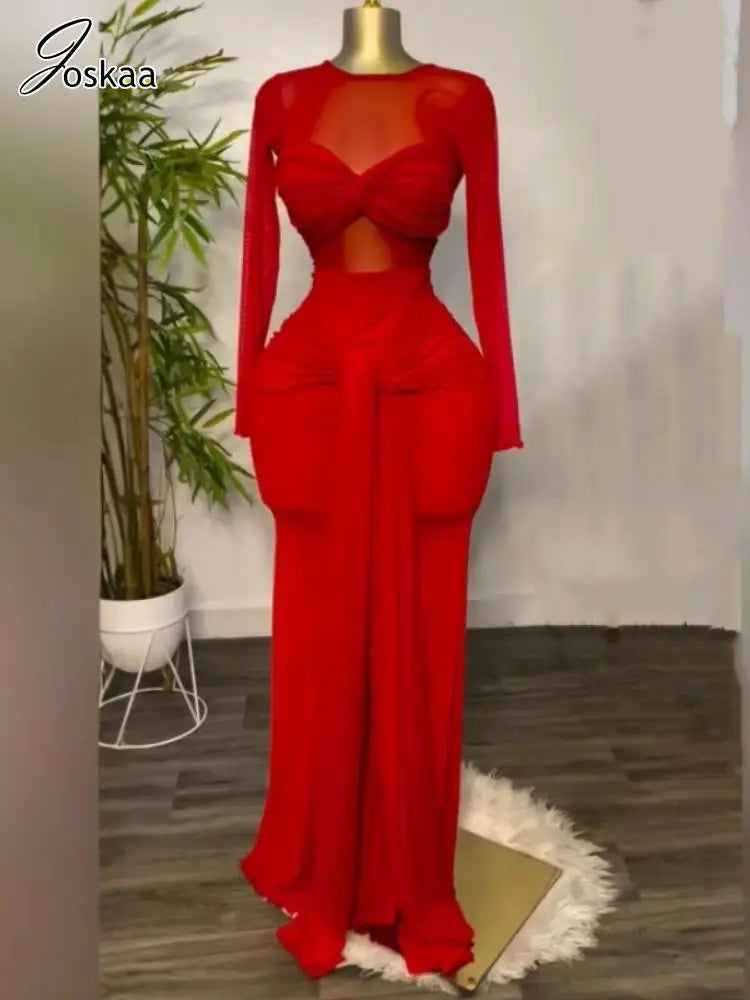 Wholesale Women's Mesh Bodycon Pleated Maxi Dress – Women's Fashion Wholesale – Front View