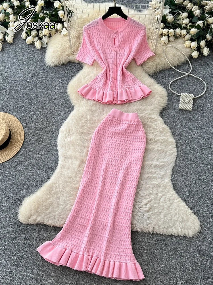 Women's Ribbed Knit High Waist Two Piece Set - Back View