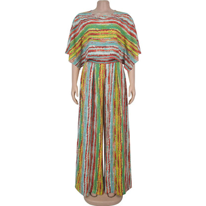 Women's Stripe Flare Wide Leg Two Piece Set