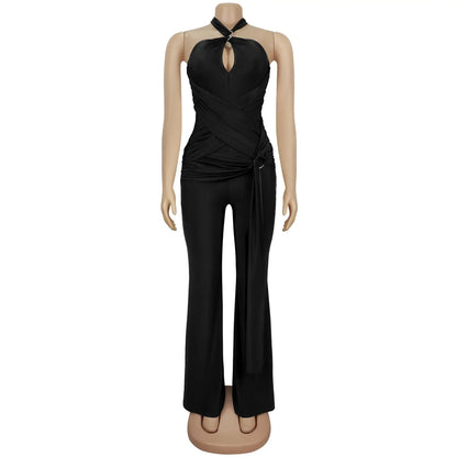 Women's Lace Ruched Backless Cutout Romper