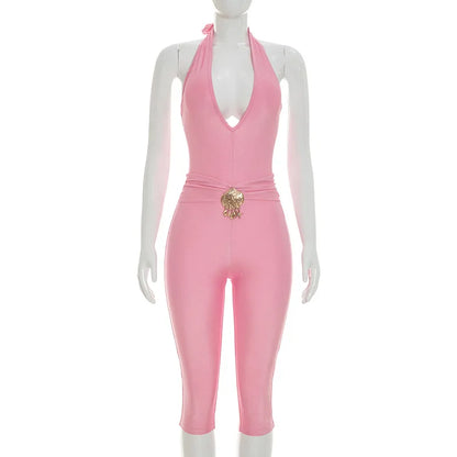 Women's Backless Halter Sleeveless Romper