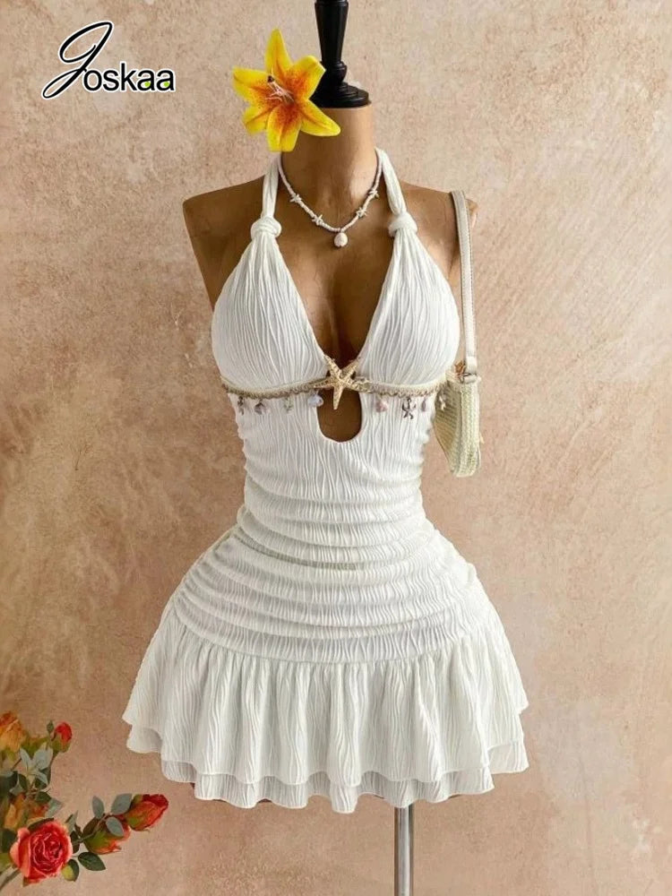 Women's Backless Halter Sleeveless Mini Dress – Women's Fashion Wholesale – Front View