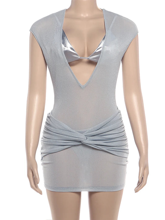 Joskaa Ruched Two Piece Set Beach Deep V-neck - two piece set image 2