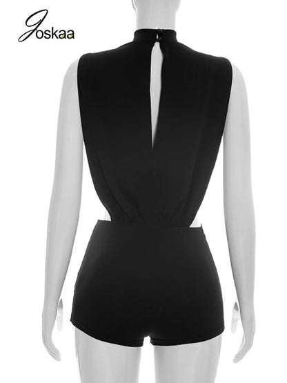 Women's Backless Cutout Sleeveless Romper White – Detail View