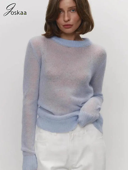 Women's Mesh Knit Long Sleeve Ribbed Top – Women's Fashion Wholesale – Front View
