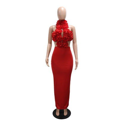 Joskaa Floral Print Cutout Backless Halter Maxi Dress - maxi dress image 6