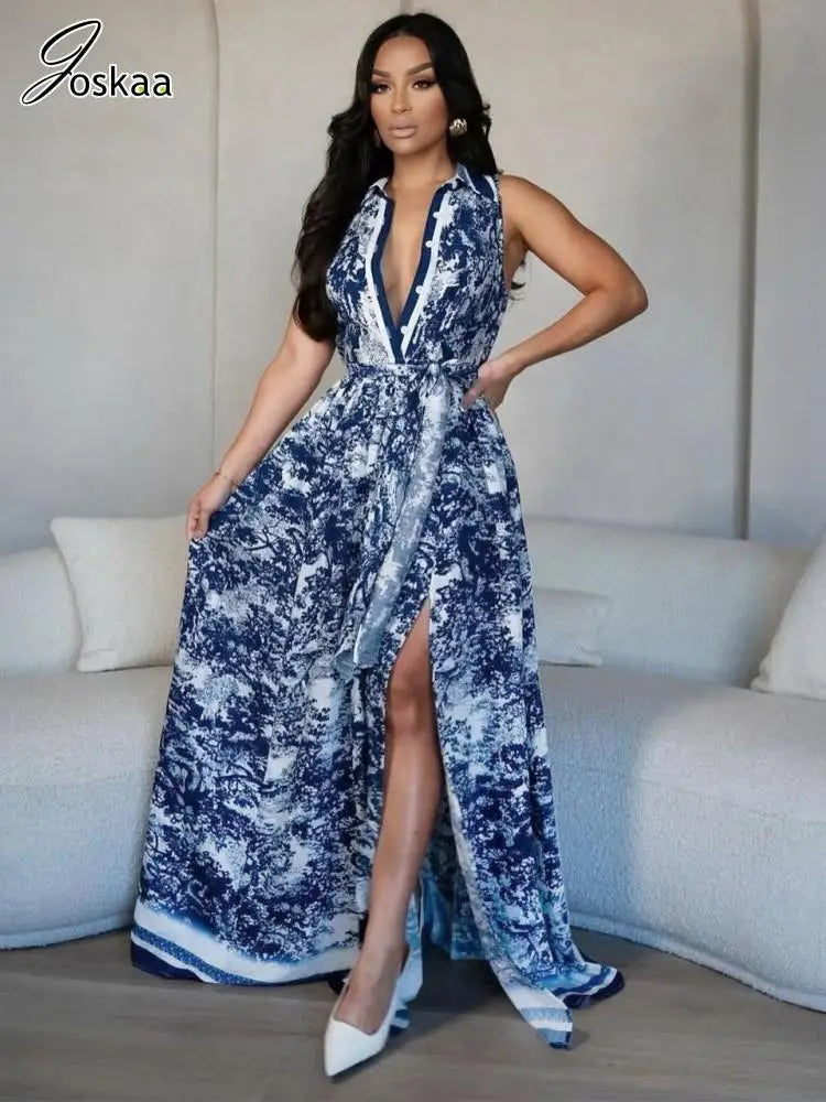 Women's Floral Print Sleeveless Maxi Bikini Set – Women's Fashion Wholesale – Front View