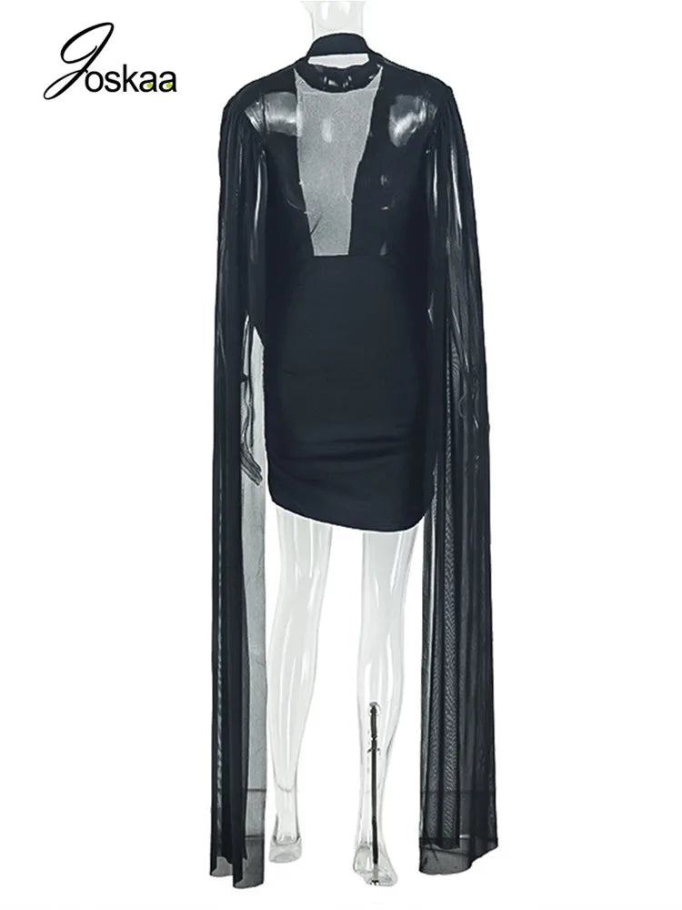 Wholesale Women's Mesh Ruched Bodycon Mini Dress Black – Detail View