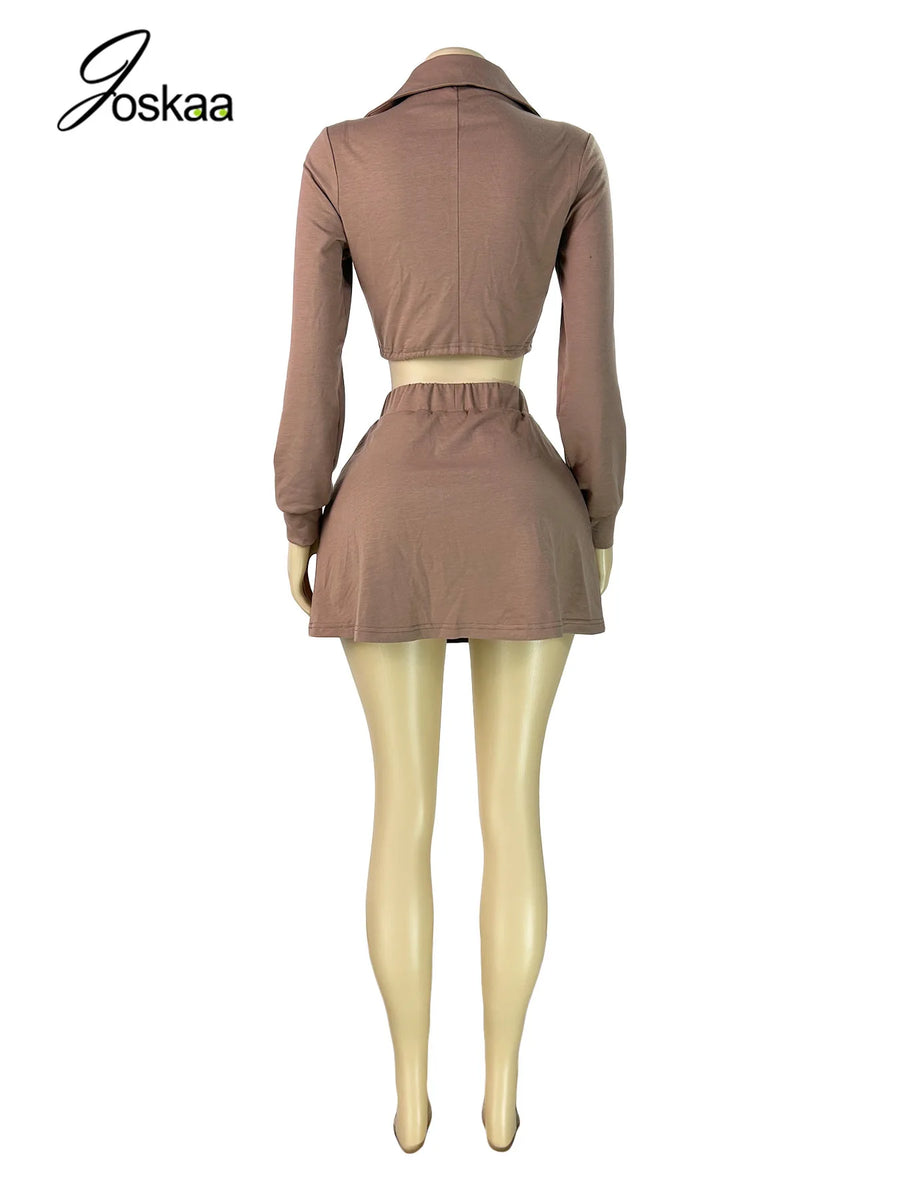 Women's Zip Up Long Sleeve Two Piece Set - Detail View