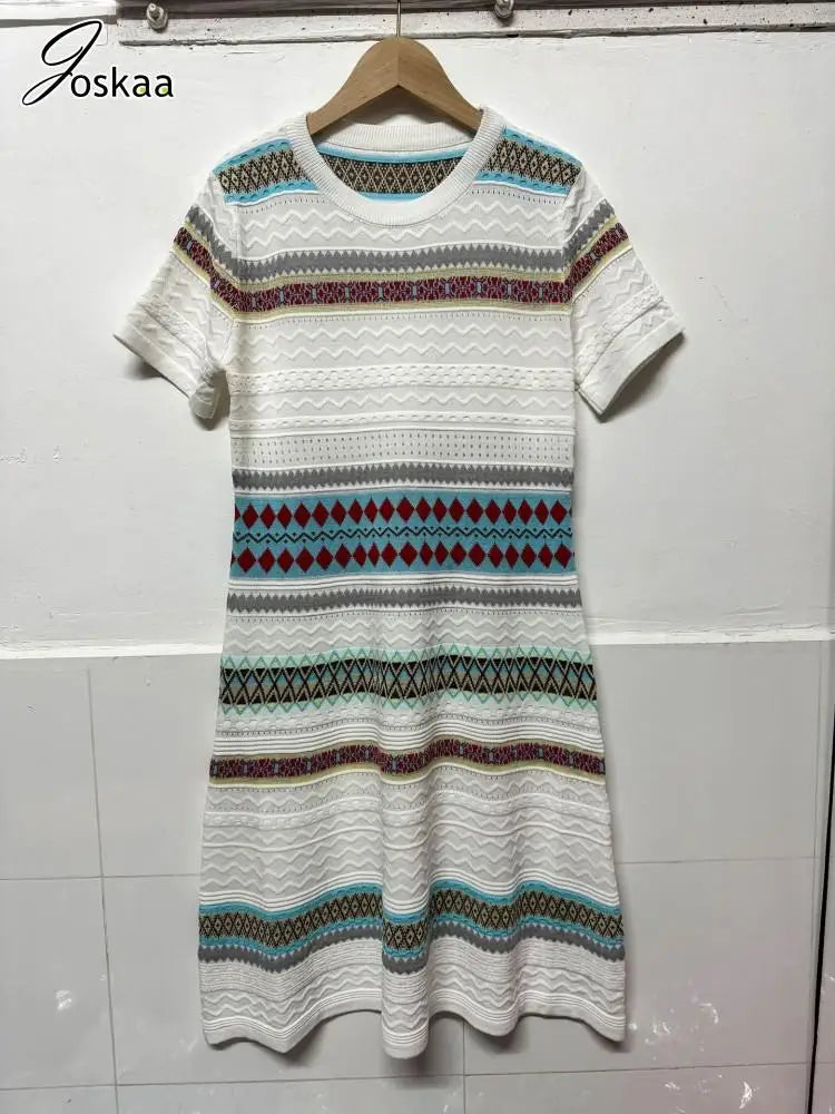 Women's Stripe Knit Short Sleeve Bikini Set Stripe – Back View