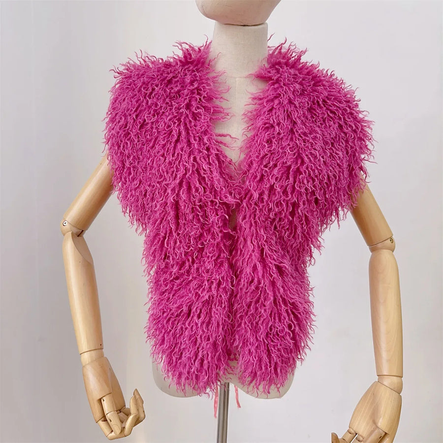 Women's Backless Halter Faux Fur Waistcoat Jacket