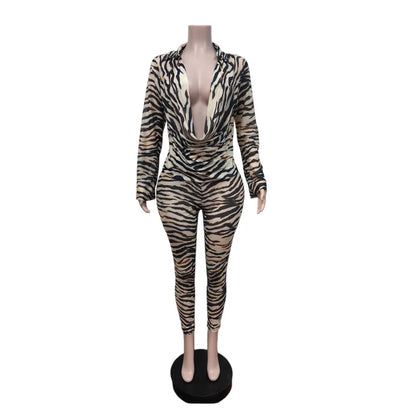 Women's Zebra Print Striped Ruched Long Sleeve Two Piece Set - Model Wearing Style