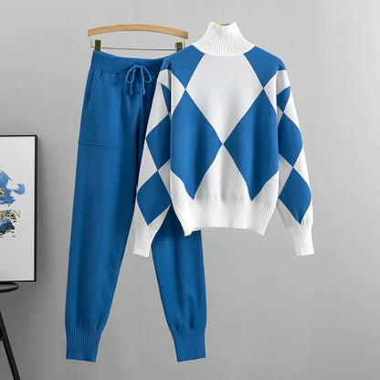 Women's Knit Long Sleeve Ribbed Two Piece Set