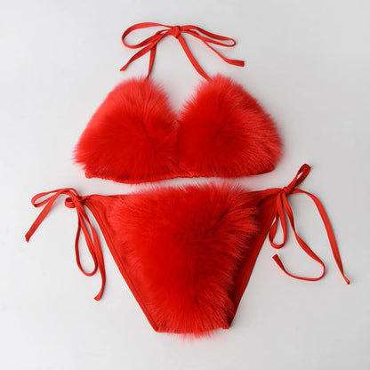 Wholesale Women's Swimwear Faux Fur Bikini Set